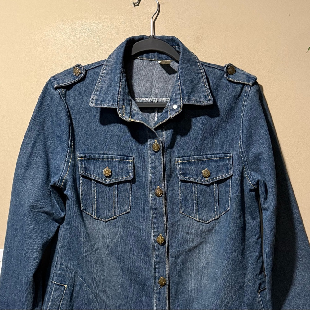 Blue Denim Jean Jacket, Fits Size Small - Picture 5 of 16